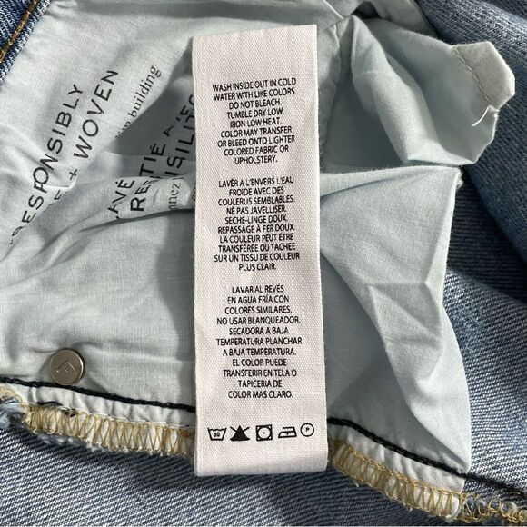 NWT Frame‎ Le High Straight Demarco Rips Denim Blue Jeans Size 33 - Picture 11 of 11